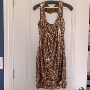 NWT Cache Sequin Dress with round opening in back